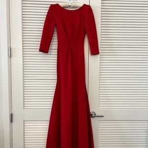 Gorgeous Evening Mermaid Long -sleeve Scarlett Red Maxi Dress.